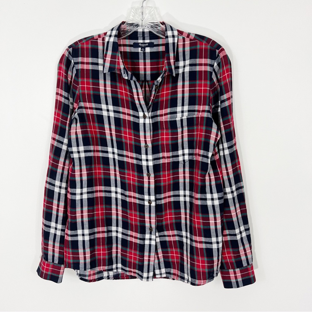 Madewell Red Green Navy Plaid Buttondown Shirt Size Small
